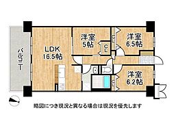 ディオ・フェルティ雲雀丘 3LDKの間取図画像