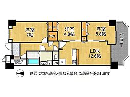 夙川ビューハイツ 3LDKの間取図画像