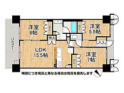 ブランズシティ西宮香櫨園 3LDKの間取図画像