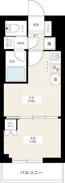 東京都大田区多摩川1丁目(賃貸マンション1DK・4階・25.62㎡)の写真 その2