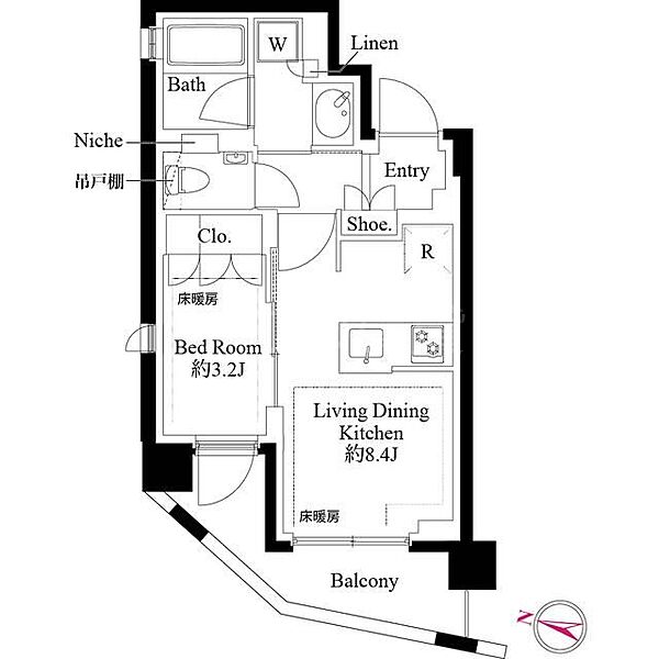 東京都品川区上大崎3丁目(賃貸マンション1LDK・2階・31.68㎡)の写真 その2