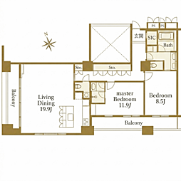 グランスイート虎ノ門 2LDKの間取図画像