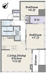 プレミストタワー白金高輪 2LDKの間取図画像