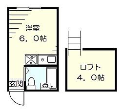 ユナイト東白楽オースティル 1階ワンルームの間取り