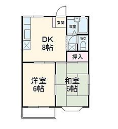 イーストピアB 2DKの間取図画像