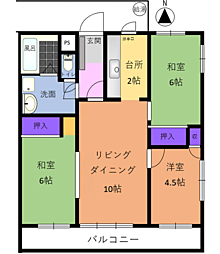 埼玉高速鉄道 鳩ヶ谷駅 徒歩25分の賃貸マンション 3階3LDKの間取り