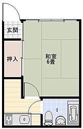 西津田ハイツA 1Kの間取図画像