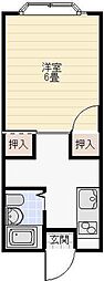 翠ヶ丘ハイツ2号館 1Kの間取図画像
