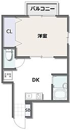 メゾン中の島 1DKの間取図画像