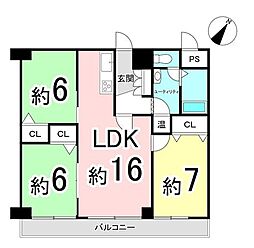 第2ユーカラハイツ 3LDKの間取図画像