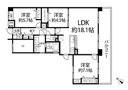 カルム千葉ガーデンポート 3LDKの間取図画像