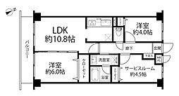 クレッセント尾山台 2SLDKの間取図画像
