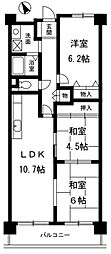 グランドパレス君影 3LDKの間取図画像