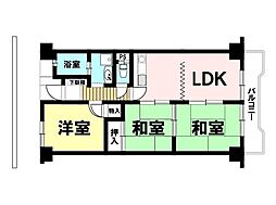 一光ハイツ山王A棟 3LDKの間取図画像