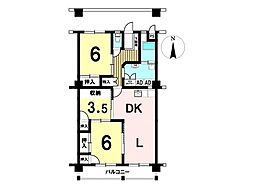 サンなかしま2号棟 3LDKの間取図画像