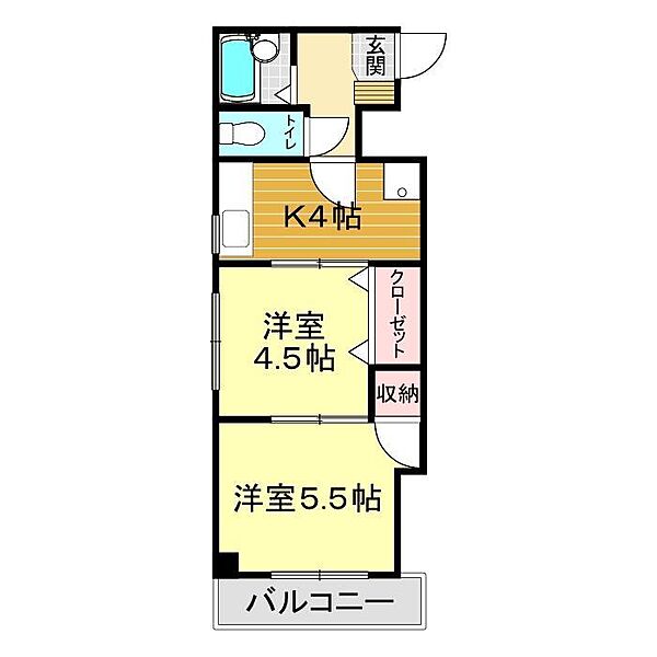 ウェルス武久N 601｜山口県下関市武久町1丁目(賃貸マンション2K・6階・35.10㎡)の写真 その2