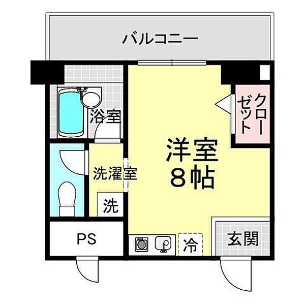 山口県下関市今浦町(賃貸マンション1R・5階・24.10㎡)の写真 その2