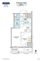 プラウドフラット四谷三丁目 7階1LDKの間取り
