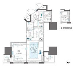 ズーム信濃町 11階1LDKの間取り