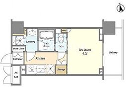 グランテール代々木 5階1Kの間取り