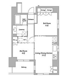 HF若松河田レジデンス 2LDKの間取図画像
