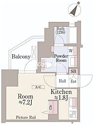 グランハイツ曙橋 1Kの間取図画像
