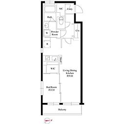 ハーモニーレジデンス新宿四谷 1LDKの間取図画像
