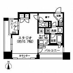 レジディアイチガヤ 1Kの間取図画像
