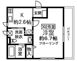 パインヒルズ 1Kの間取図画像