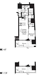 フレンシア四谷左門町 1LDKの間取図画像
