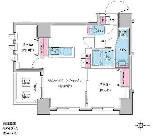 クレヴィアリグゼ日暮里 701｜東京都荒川区東日暮里６丁目(賃貸マンション2LDK・7階・50.01㎡)の写真 その2