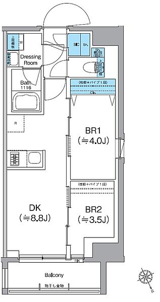 クレヴィアリグゼ日暮里根岸 601｜東京都台東区根岸２丁目(賃貸マンション2DK・6階・37.84㎡)の写真 その2