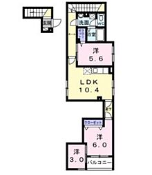 東京メトロ東西線 葛西駅 徒歩16分の賃貸アパート 2階3LDKの間取り