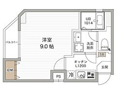 東京メトロ東西線 西葛西駅 徒歩14分の賃貸マンション 1階1Kの間取り