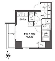 東京メトロ東西線 木場駅 徒歩8分の賃貸マンション 3階ワンルームの間取り
