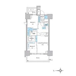 ルフォンプログレ門前仲町プレミア 13階2LDKの間取り