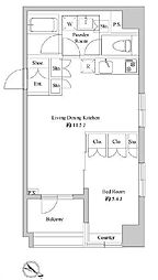 東京メトロ半蔵門線 水天宮前駅 徒歩5分の賃貸マンション 4階1LDKの間取り