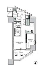 東京メトロ東西線 木場駅 徒歩10分の賃貸マンション 12階1DKの間取り