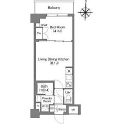 BPRレジデンス大島 1LDKの間取図画像