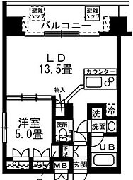 JR総武線 錦糸町駅 徒歩6分の賃貸マンション 11階1LDKの間取り