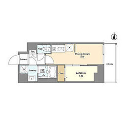 都営新宿線 菊川駅 徒歩3分の賃貸マンション 3階1DKの間取り