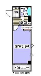 東京メトロ東西線 浦安駅 徒歩8分の賃貸マンション 3階1Kの間取り