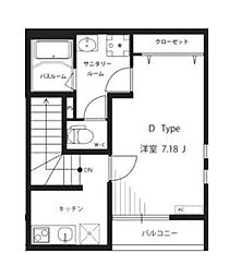 東京メトロ東西線 西葛西駅 徒歩17分の賃貸アパート 2階1Kの間取り