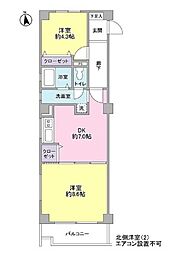 東京メトロ東西線 葛西駅 徒歩3分の賃貸マンション 2階2DKの間取り