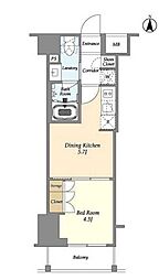 東京メトロ東西線 東陽町駅 徒歩7分の賃貸マンション 3階1DKの間取り