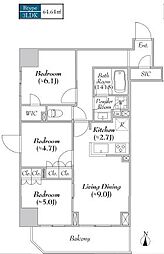 ASMACI  MAISON両国II 3LDKの間取図画像