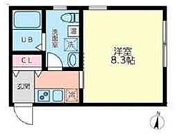 都営新宿線 大島駅 徒歩4分の賃貸マンション 3階1Kの間取り