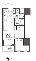 ドゥーエ亀戸2 1DKの間取図画像