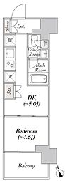 ウエリスアーバン水天宮前 1DKの間取図画像
