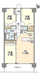 都営新宿線 船堀駅 徒歩10分の賃貸マンション 3階3LDKの間取り
